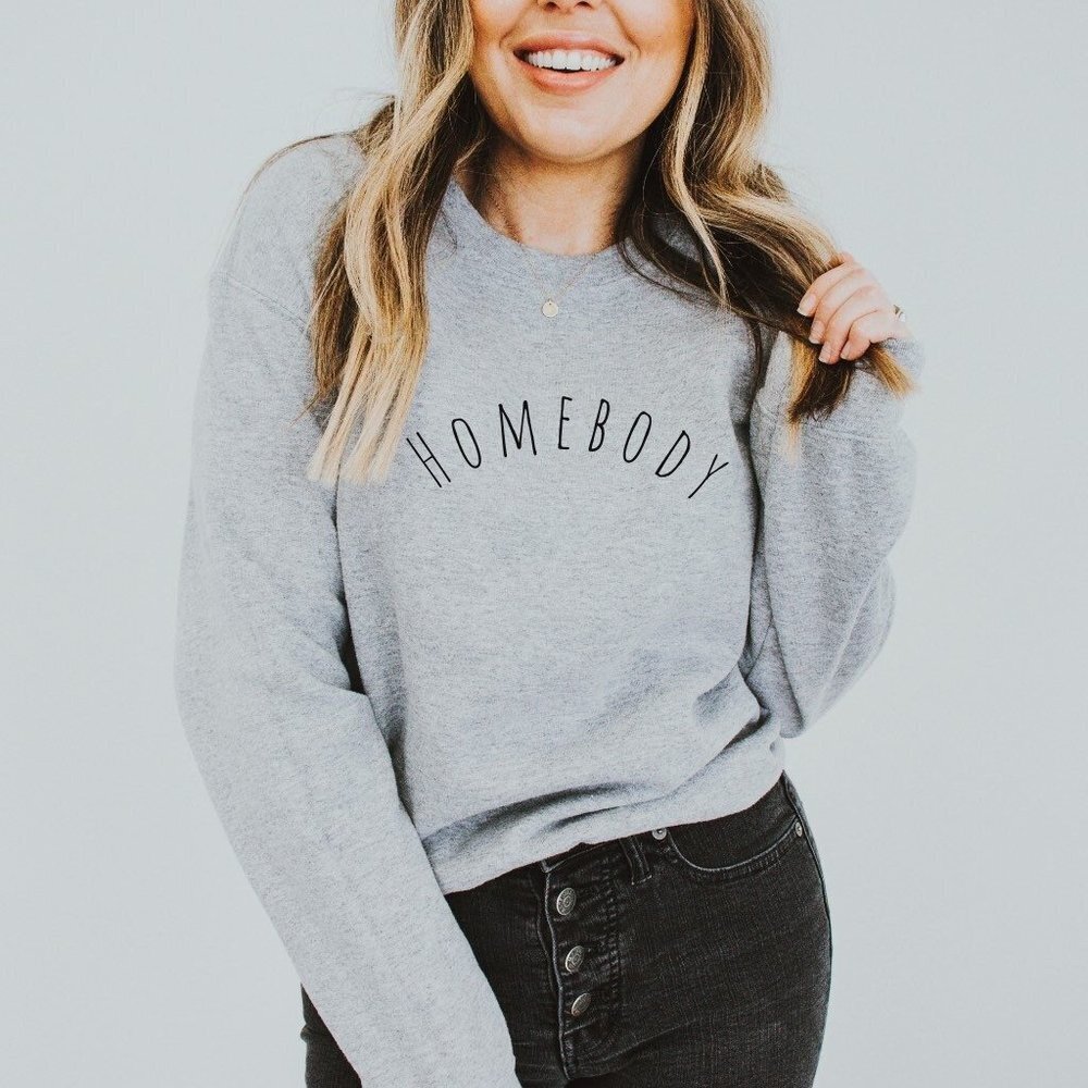 Homebody Graphic Sweatshirt, Introvert Shirt, Oversized Crewneck, Plus Size Swea